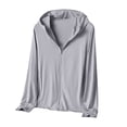thumbnail image 5 of Women's Sun Protection Jacket Full Zipper Long Sleeve UV Hoodie Shirts Outdoor Athletic Jacket with Pocket Gray XXXXL(XXXXL), 5 of 7