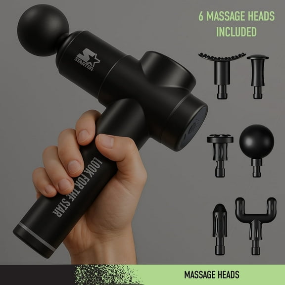 Starter Massage Gun Set, Deep Tissue Muscle Massager for Adults with 6 Massage Heads, 45W, Black