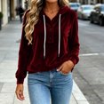 thumbnail image 6 of MLCDZ Womens Velour Hoodies Casual Loose Fit Button Hooded Long Sleeves Drawstring Sweatshirt Lightweight Breathable Golf Camping Pullovers, 6 of 9