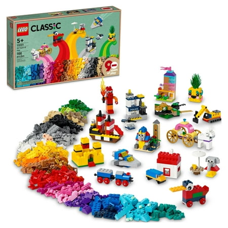 LEGO Classic 90 Years of Play 11021, Building Set for Creative Play with 15 Mini Builds Inspired by 90 Years of LEGO Sets, Gift Idea for Kids Ages 5 and Up
