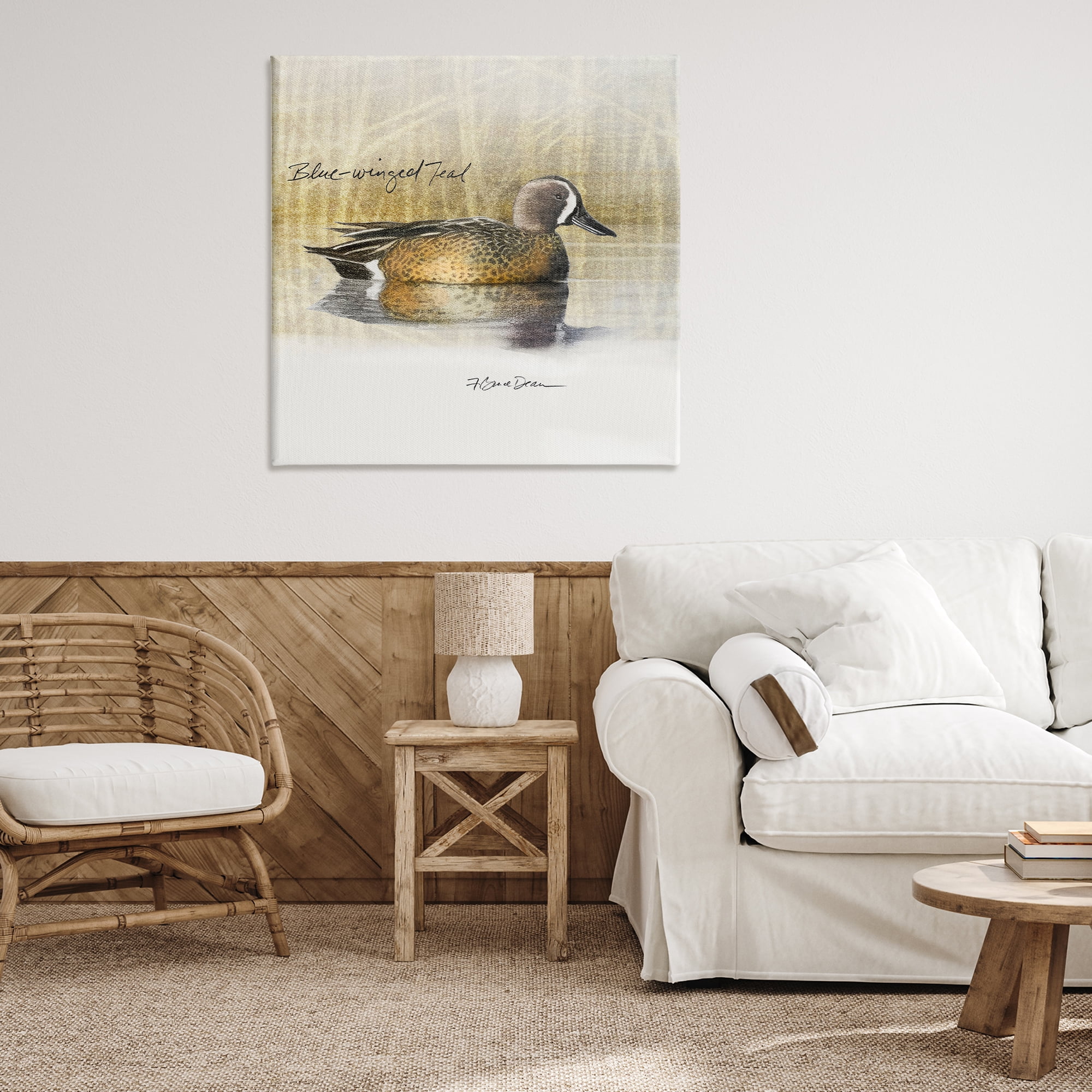Stupell Industries Blue Winged Teal Duck Animals Painting Wrapped Canvas Art Print Wall Art, 36 x 36