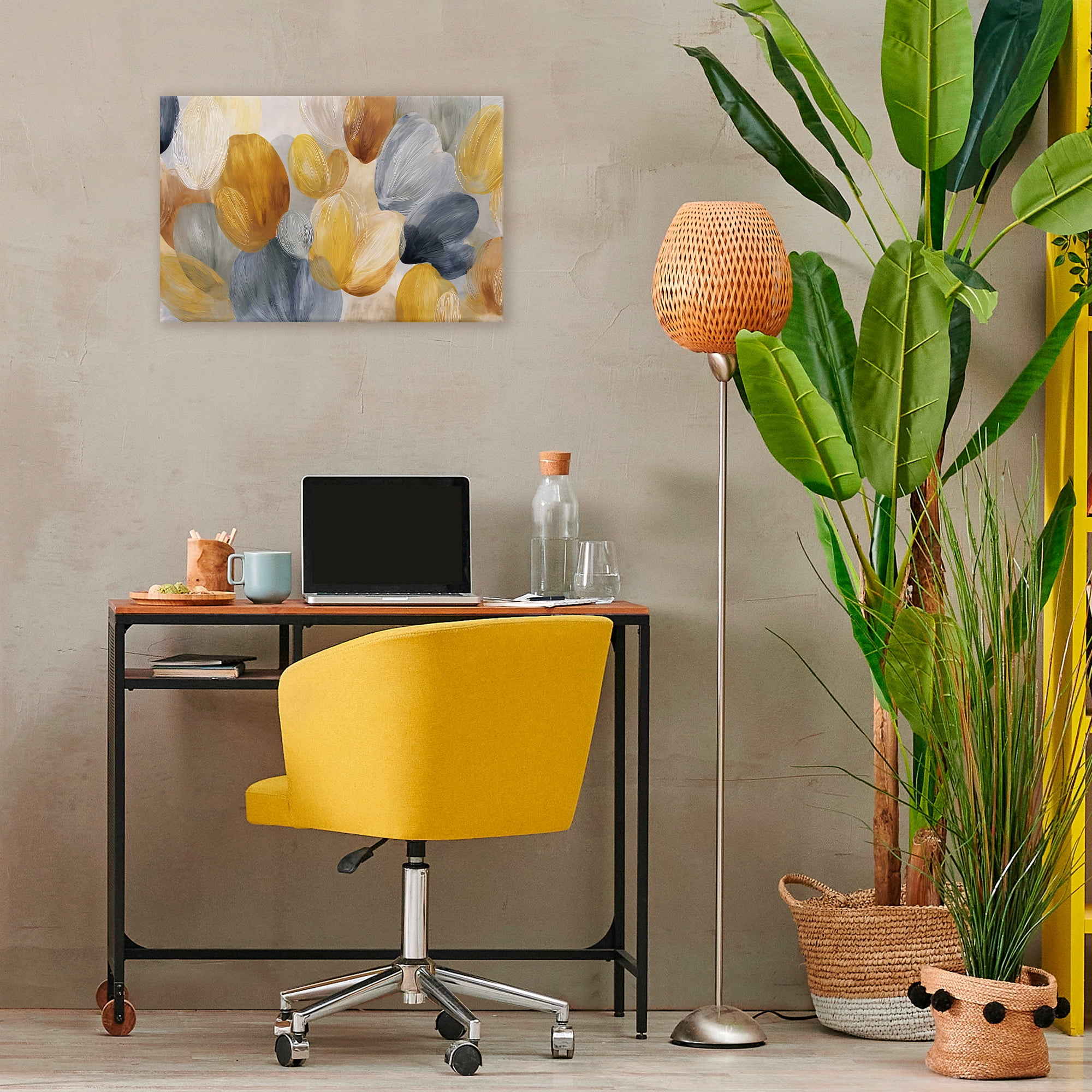 Stupell Industries Warm Oblong Layered Shapes Canvas Wall Art, design by Jacky Ngan