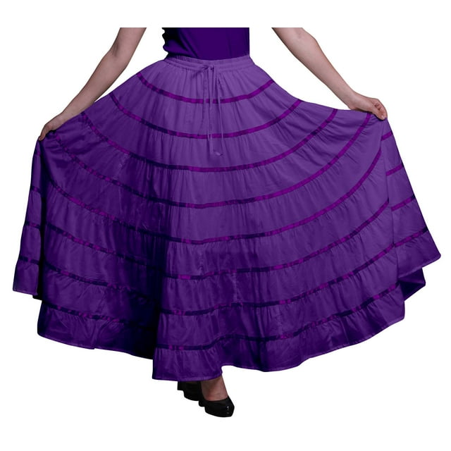 Phagun Jupe Longue Décontractée Violette pour Femmes Vêtements Indiens Maxi Vêtements d'Été-6