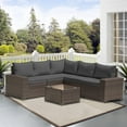 thumbnail image 2 of Gotland 6 Pieces Patio Conversation Set Outdoor Sectional Sofa Set PE Rattan Sectional sofa Set (grey), 2 of 7