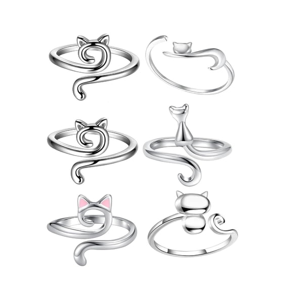 CIYISON 6x Cats Ear Crochet Rings Crochet Loop Rings Adjustable Crochet Tension Rings