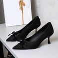 thumbnail image 3 of Women Pointed Toe Stiletto High Heels 6CM Satin Pumps Bow Wedding Evening Party, 3 of 6