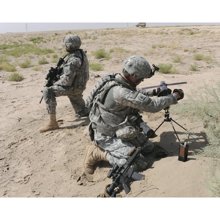 US Army soldier sets up a satellite communications radio Canvas Art - Stocktrek Images (32 x 26)