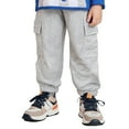 thumbnail image 4 of Tfken Toddler Children Boys Trousers Fall Relaxed Elastic Waist Cargo Straight-Leg Grey Pants Size 3-4 Years, 4 of 9