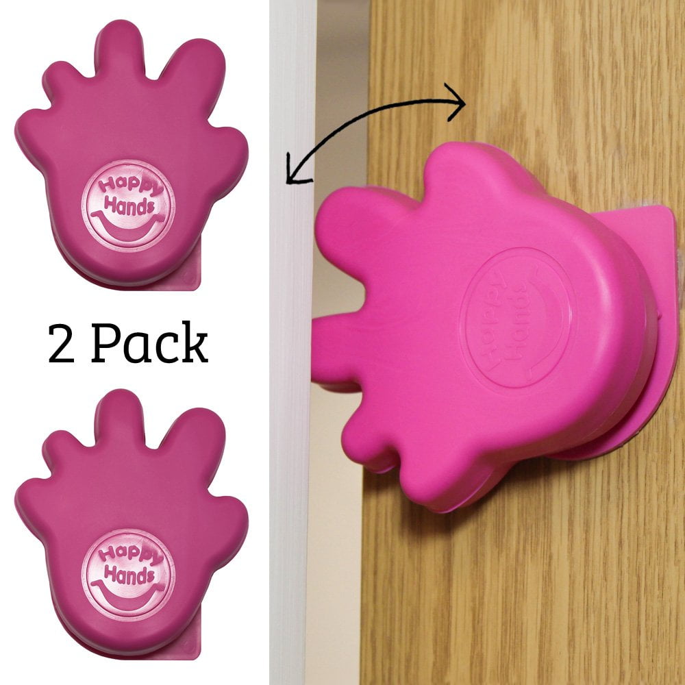 Happy Hands Anti Slam Child Door Safety Finger Trap Stoppers - 2 Pack … (Pink)