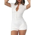 thumbnail image 1 of VISgogo Mono para Mujer, Manga Corta Color Sólido Rayas Texturizadas Slim Fitting Body Short Playsuit VISgogo  moda, 1 of 9