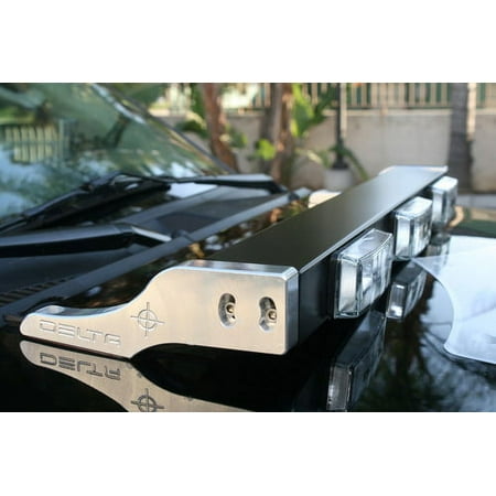 Delta 26" Aluminum Hood BarÂ® w/3 H.I.D. Driving Lights For Jeep Wrangler - Black