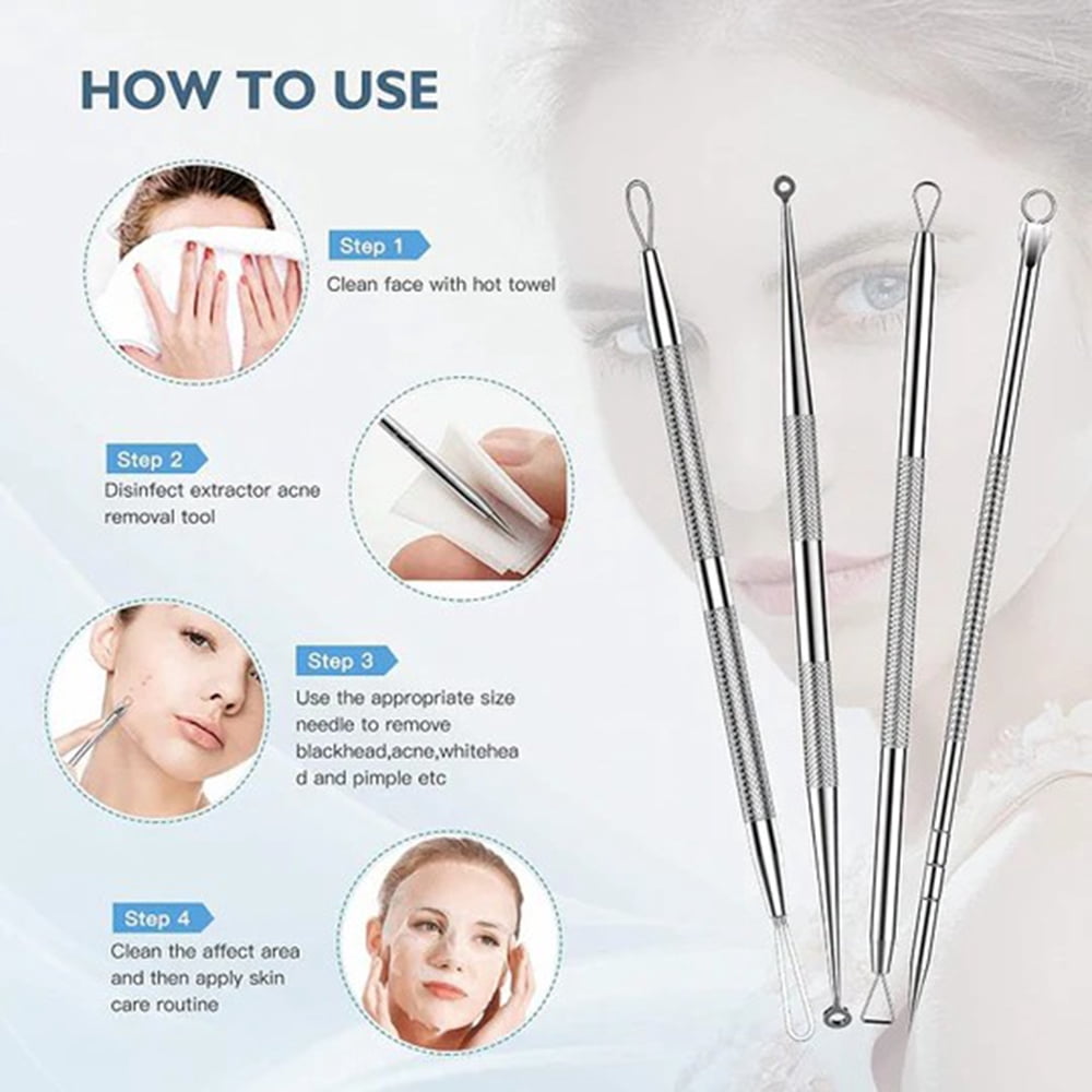 Blackhead Remover Tool Kit Popper Tool with Diagonal Tweezers