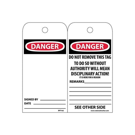 UPC: 0887481081144 | National Marker Accident Prevention Tags Danger 6X3 Unrip Vinyl 25/pack RPT162