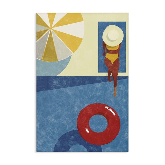 Stupell Industries Modern Summer Poolside Girl Canvas Art, 16 x 24, by Victoria Barnes