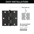 thumbnail image 4 of Design House 3-Pack 3.5" H x .125" Radius Square Interior Door Hinges, Matte Black, 4 of 15