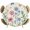 Sky Blue Pink Light Beige, variant on Elastic Fitted Round Tablecloth, Spring Floral Waterproof Stretch Table Cover for 45"-54" Tables, Pink Blue Flowers Butterfly Rustic Washable Outdoor Tablecloths for Patio, Picnic, Camping