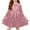 #0030-Pink, variant on Girls Metallic Dress Kids Long Sleeve Sparkly Pleated Party Dresses