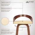 thumbnail image 5 of Sonia 26" Counter Height Swivel Cream Faux Leather and Walnut Wood Bar Stool - Set of 4, 5 of 6