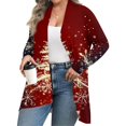thumbnail image 2 of Women's Fall and Winter Fashion Casual Print Long Sleeve Mid-Length Cardigan Jacket, Christmas Theme for Holiday Season,Watermelon Red,XL, 2 of 6