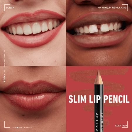 NYX Professional Makeup Slim Lip Pencil, Long-Lasting Creamy Lip Liner, Ever, 0.035 oz.