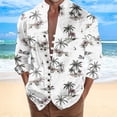 thumbnail image 3 of Camisas Y Playeras Camisa de manga larga con estampado 3D digital y cuello con botones sueltos para ocio en la playa para hombre (White, M), 3 of 4