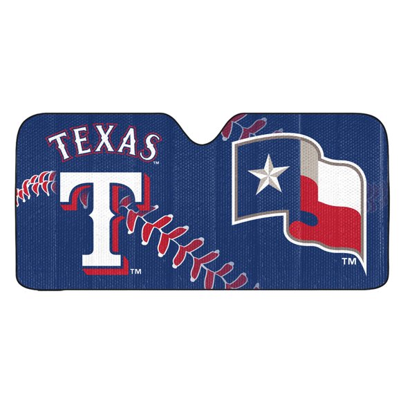 FANMATS 60039 MLB Texas Rangers Windshield Sun Auto Shade Sun Shield Sun Visor | Accordion tri-fold for Storage | 59"" x 29.5"" Colorful Team Design