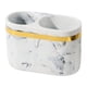 thumbnail image 1 of Portacepillos de dientes Almacenamiento de baño 2 compartimentos Organizador de accesorios Resina para Blanco, 1 of 9