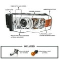 thumbnail image 3 of Spec-D Tuning Chrome LED Tube Projector Headlights Compatible with 2002-2005 Dodge Ram 1500, 2003-2005 Dodge Ram 2500/3500, Left + Right Pair Headlamps Assembly, 3 of 5