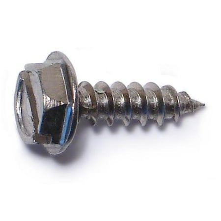 

#6 x 1/2 18-8 Stainless Steel Slotted Hex Washer Head Sheet Metal Screws