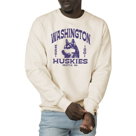 Men's Uscape Apparel Cream Washington Huskies Premium Heavyweight Crew Neck Sweatshirt