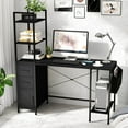 thumbnail image 4 of Costway Office Desk with LED Lights & Power Outlets Open Shelves 2 Drawers Cabinet, 4 of 10