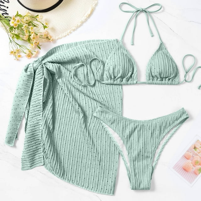 Hyknon Swim Suits for Women Comfortable And Fashionable Solid Color Split Swimsuit Set Push up High Cut Bathing Suit for Women