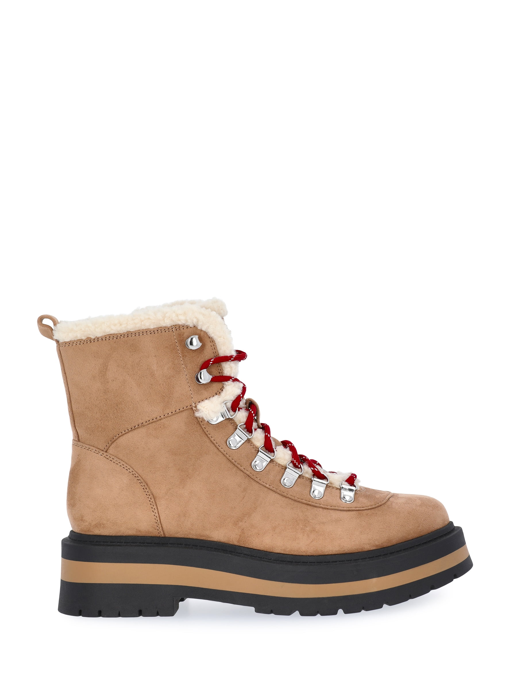Free Assembly Women's Lace-Up Faux Shearling Booties