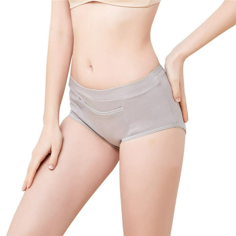 1Pc Women's Pocket Physiological Underwear Women's Leak Proof Widened Pure  Cotton Crotch Large Medium High Waist Sanitary Pants Gray Blue XL