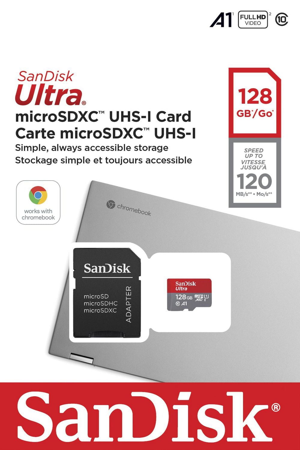 Carte SanDisk UltraMD microSDXCMC UHS-I de 128 Go* pour ChromebookMC