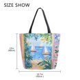 thumbnail image 5 of FORMRS Womens Canvas Tote Bag with Zipper Inner Pocket Shoulder Handbag, Blue Seaside, 5 of 7