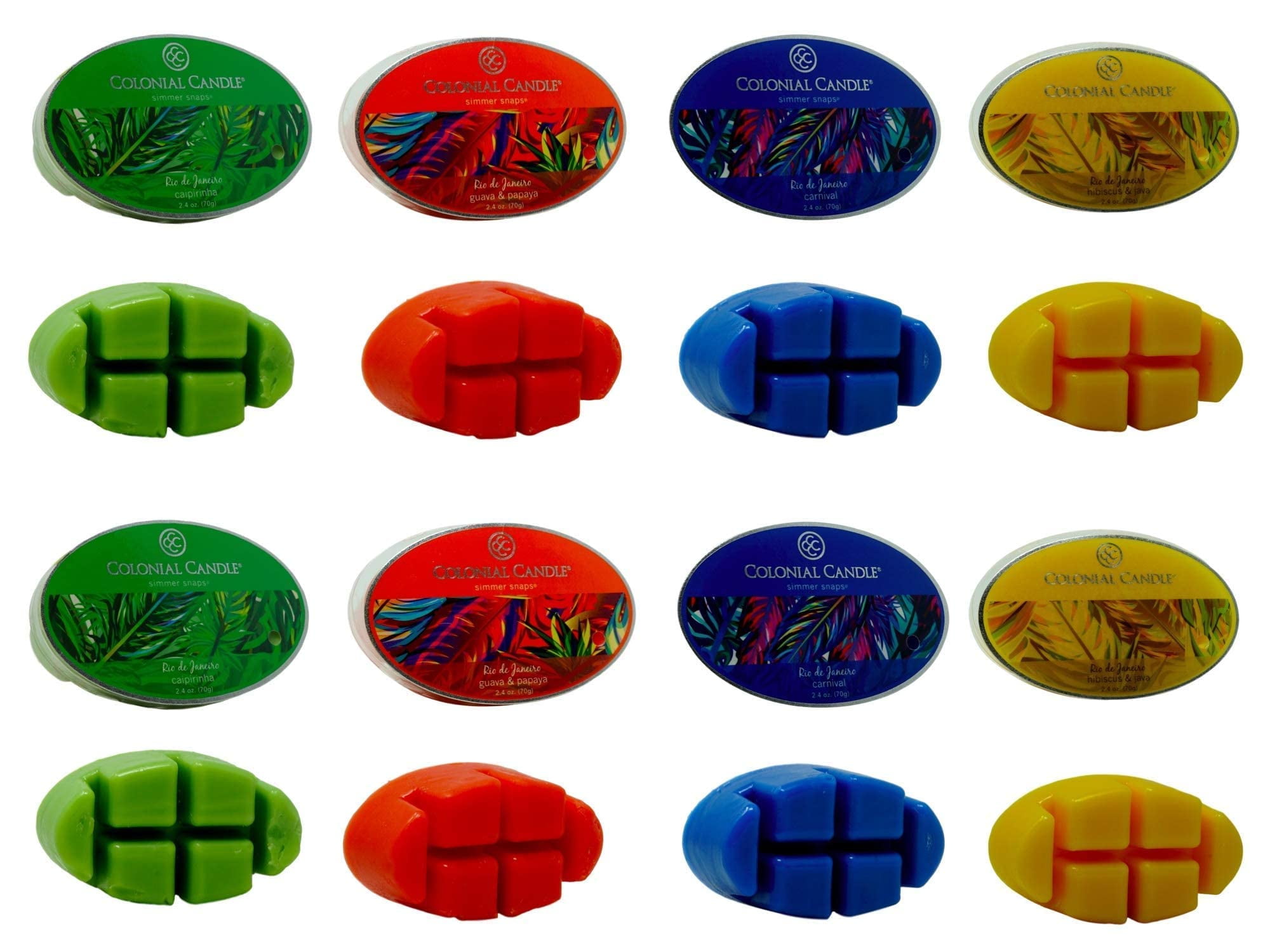 Colonial Candle Wax Melts Rio De Janeiro Scents (8 Packs, 2.4 oz Each, 48 tarts) Simmer Snaps