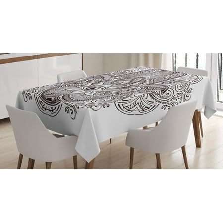 

Hamsa Tablecloth Hand Drawn Ethnic Motifs from Middle Eastern Folklore Sketch Style Swirls Rectangular Table Cover for Dining Room Kitchen 60 X 84 Inches Dark Brown and White by Ambesonne