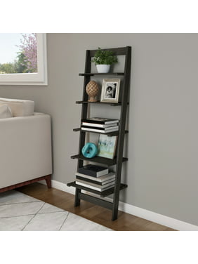 Somerset Home 5-Tier Leaning Ladder Bookshelf (Black)