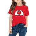 thumbnail image 4 of Girls Red Heart Graphic T-Shirt, Kids Cotton Short Sleeve Tee, Casual Top for School & Play Ages 4-10,Size 7 T, 4 of 9