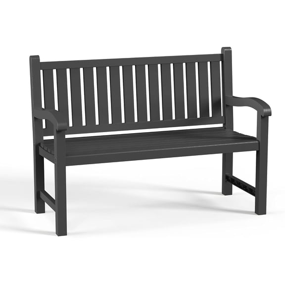 Joxxoaa outdoor Bench, Waterproof & Weatherproof Garden Bench with Ergonomic Design, 2-Person Resin Bench for Porch, Deck, Patio, Outdoor, Garden & Park(Black) Independence Day