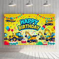 thumbnail image 4 of Colorful Construction Vehicle Themed Happy Birthday Backdrop Banner Party Decorations Background for Birthday Party Photography Props Kids Celebrations, 4 of 8