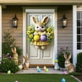 thumbnail image 6 of Hometravel Easter Bunny Egg Door Banner with Spring Flowers, Blue Bow Pastel Design for Indoor Outdoor Holiday Decor, Festive Home Entryway Hanging, Colorful, 6 of 6