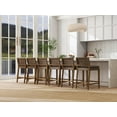 thumbnail image 3 of Guyou 26" Rattan Bar Stools Set of 6, Farmhouse Woven Wooden Counter Height Stools with Footrest, Leather Upholstered Bar Chairs for Kitchen Island, Pub & Bar, Brown, 3 of 7
