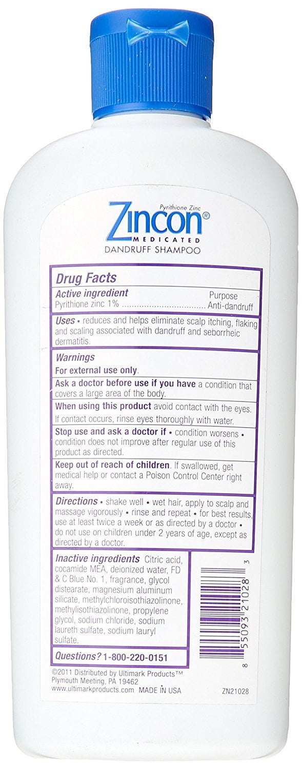 Zincon Medicated Dandruff Shampoo, 8 fl oz, 3-Pack