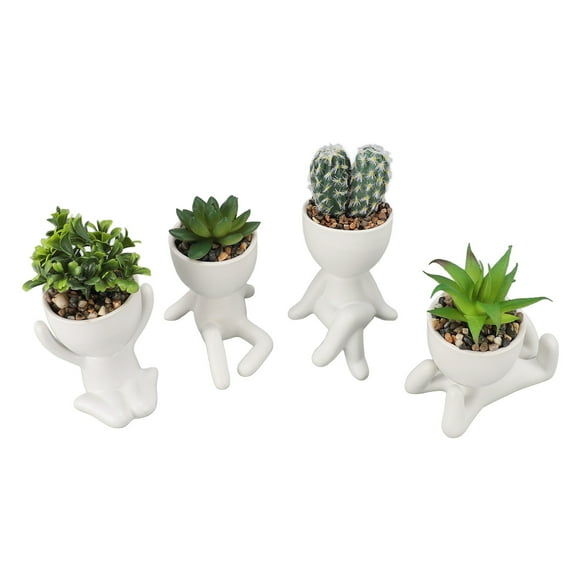 Maceta Suculenta Artificial, Maceta De Suculentas Falsas, Exquisita Forma Humana Sin Sol Para Decoración