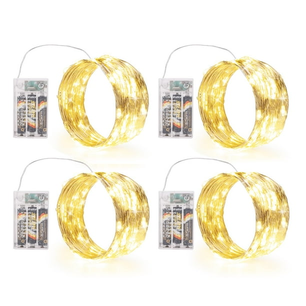 Fairy Lights SINAMER, funciona con pilas, 5 m, 50 LED, blanco cálido