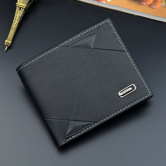 Cartera para hombre Cartera corta para hombre con múltiples tarjetas Cartera informal elegante Cartera suave con tres pliegues cruzados para jóvenes