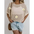 thumbnail image 2 of Mawalde Womens Crochet Tops Flower Hollow Out Cover Up Short Sleeve Knit Pullover Sweater Summer Beach Cover Up  One Size, 2 of 6