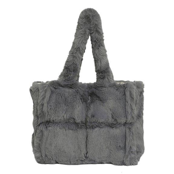 Giaone Large Plush Handbag For Women Winter Shoulder Bag Soft Shopper Bags